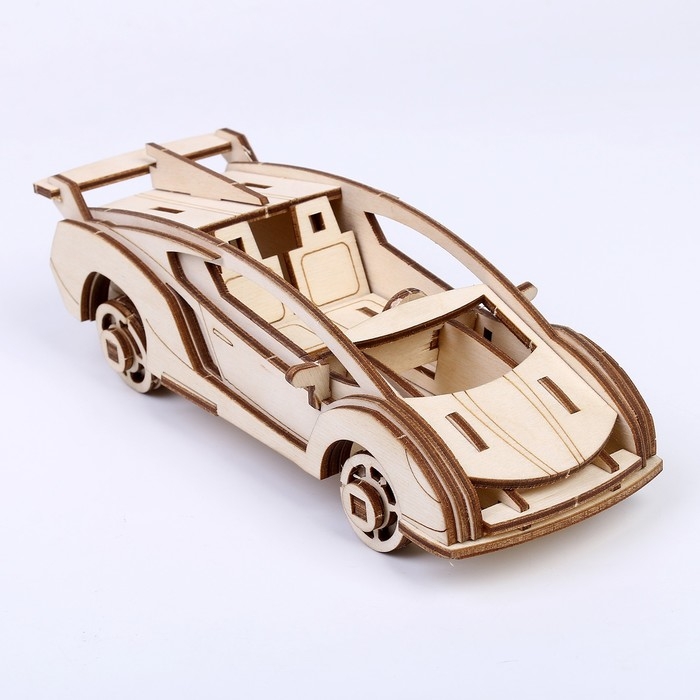 Конструктор из дерева «Спортивная машина», 19,1х8,1х5,8 см, в комплекте краски, кисточка и наждачная бумага Конструктор из дерева «Спортивная машина», 19,1х8,1х5,8 см, в комплекте краски, кисточка и наждачная бумага