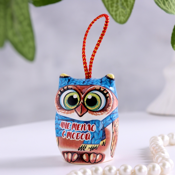 Сувенир Сувенир "Сова в синем шарфике", керамика