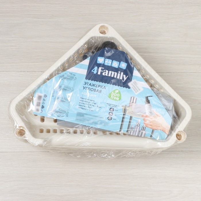 Этажерка угловая 4-х секционная, на колёсиках, цвет МИКС Этажерка угловая 4-х секционная, на колёсиках, цвет МИКС