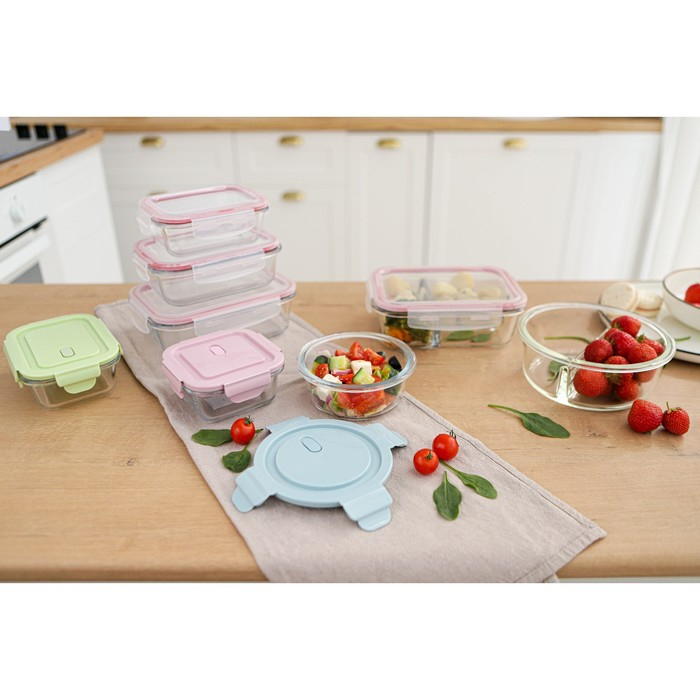 Контейнер для еды из жаропрочного стекла круглый Cook and Freeze, 370 мл, 13,5&times;6 см, цвет МИКС