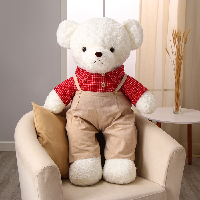 Мягкая игрушка «Медведь», в красной рубашке, 100 см, цвет белый Мягкая игрушка «Медведь», в красной рубашке, 100 см, цвет белый