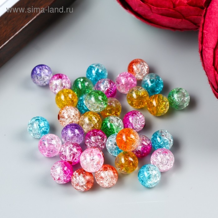 Бусины для творчества пластик Бусины для творчества пластик "Битое стекло" набор 20 гр, d=1 см, МИКС