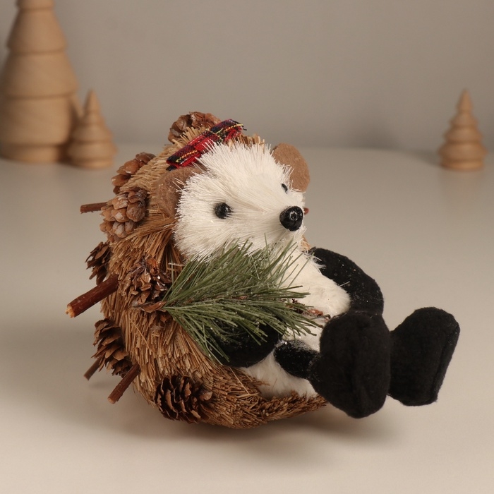 Декор  Декор "Ёжик с еловой веточкой и бантиком на голове" 12х10х14 см