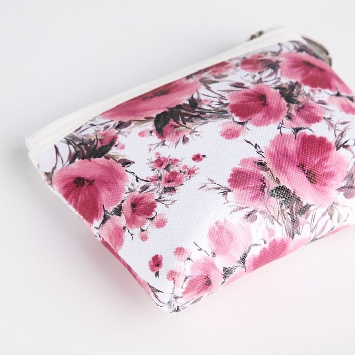 Кошелёк женский на молнии, цвет белый/розовый Кошелёк женский на молнии, цвет белый/розовый