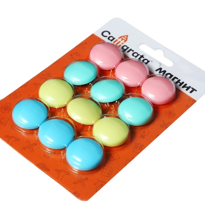 Набор магниты для доски d-2см, 12 штук, на блистере, пастель Набор магниты для доски d-2см, 12 штук, на блистере, пастель