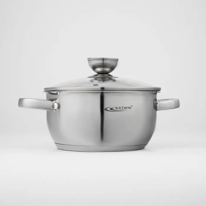 Кастрюля Катунь &laquo;Антея&raquo;, 2 л, d=18 см, с крышкой, капсульное дно, индукция, нержавеющая сталь, AISI - 201, хромированная