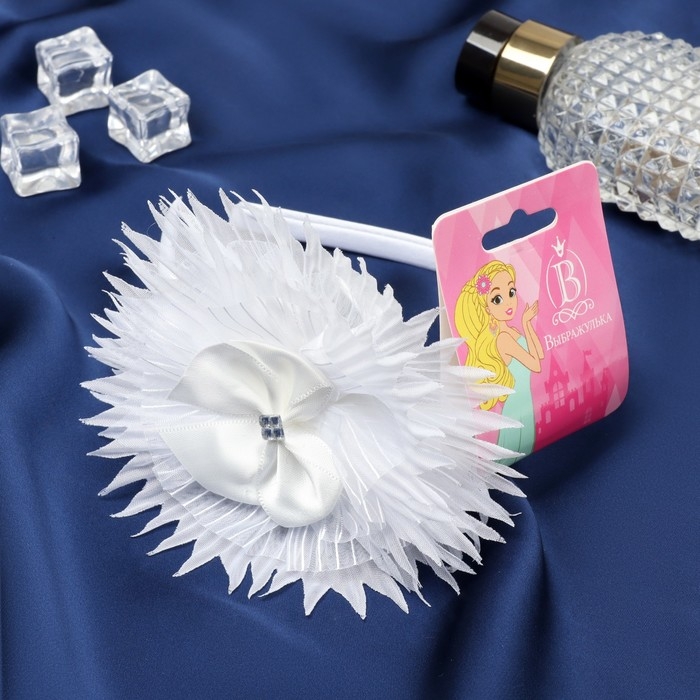 Ободок для волос  Ободок для волос "Малышка" цветок острые лепестки, 0,9 см, белый