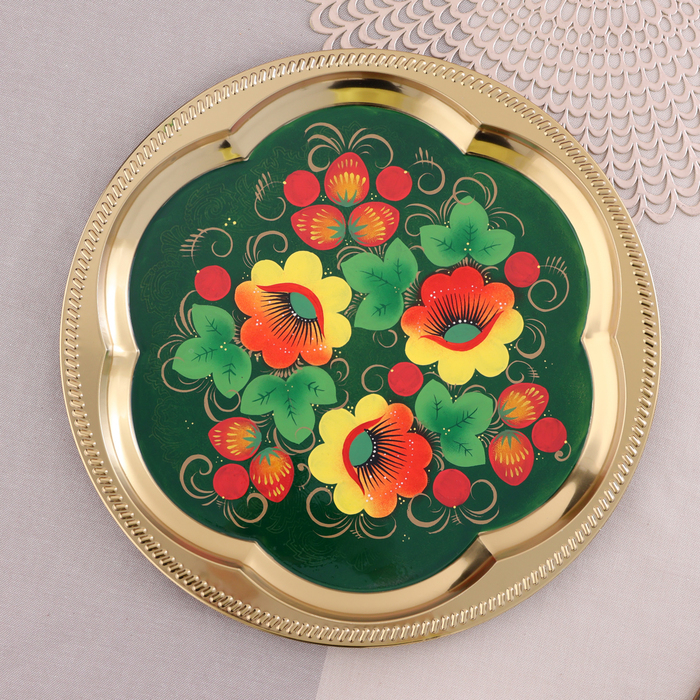 Набор «Маки на зелёном», жёлудь, 3 предмета, самовар 3 л, заварочный чайник 0,7 л, поднос Набор «Маки на зелёном», жёлудь, 3 предмета, самовар 3 л, заварочный чайник 0,7 л, поднос