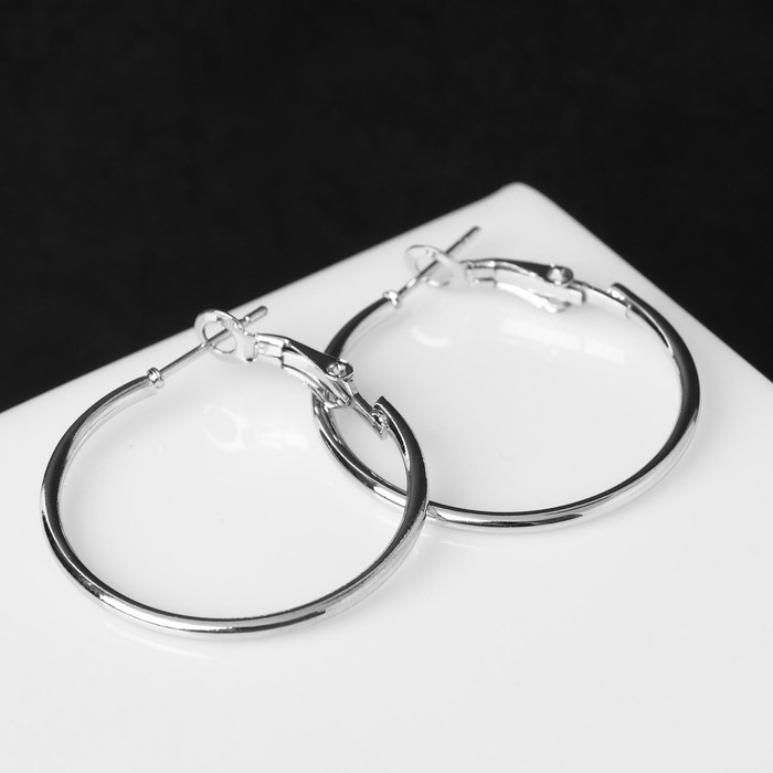 Серьги-кольца «Классика» d=3 см, цвет серебро Серьги-кольца «Классика» d=3 см, цвет серебро