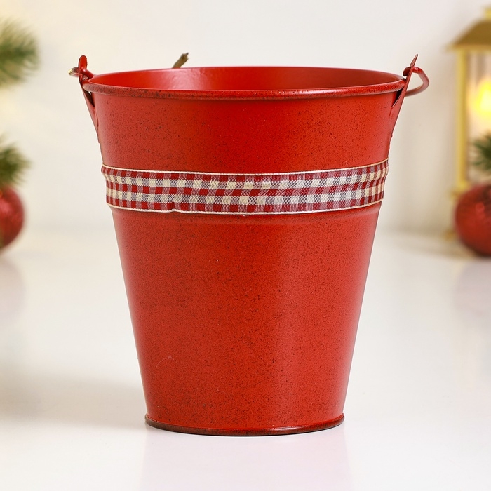 Кашпо Кашпо "Ведерко Рустад" красное, 12х12х13см