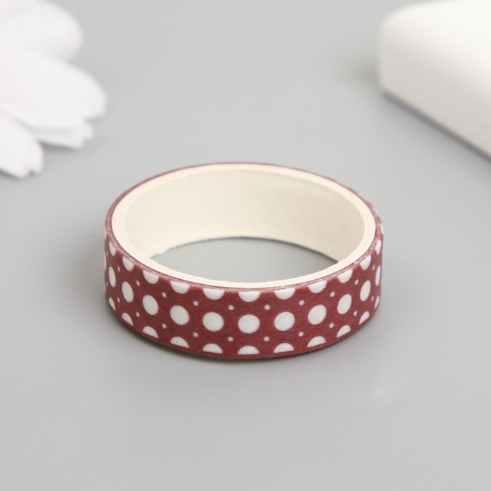 Клейкая лента бумага Клейкая лента бумага "Красные узоры" ширина 1 см намотка 2 м набор 5 шт