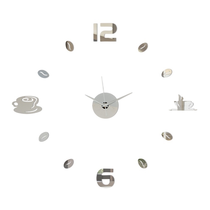 Часы настенные интерьерные для кухни, 3d  Часы настенные интерьерные для кухни, 3d "Время кофе", наклейка, большие, d-50 см