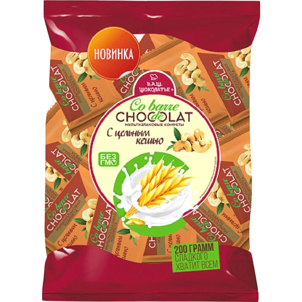 Конфеты шоколадные Co barre de Chocolat мультиз.с бел.конд.гл,цел.кеш.,200г