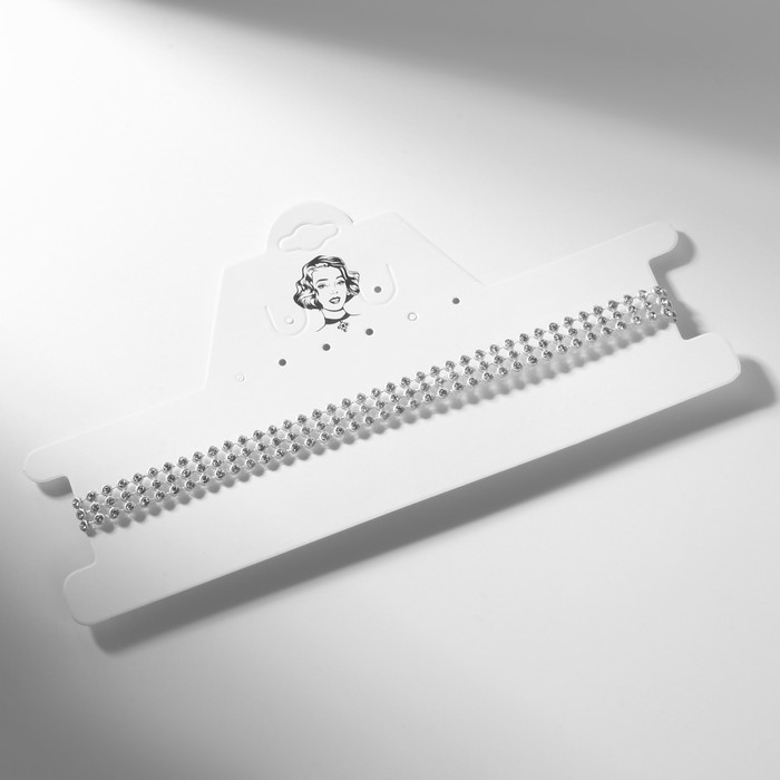 Чокер «Сетка» со стразами, узкий, цвет белый в серебре, 32 см Чокер «Сетка» со стразами, узкий, цвет белый в серебре, 32 см