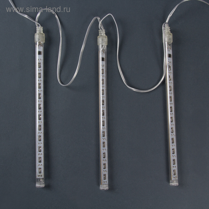 Гирлянда «Сосульки» 2.4 × 0.2 м, IP44, прозрачная нить, 96 LED, свечение белое с эффектом стекания, 12 В