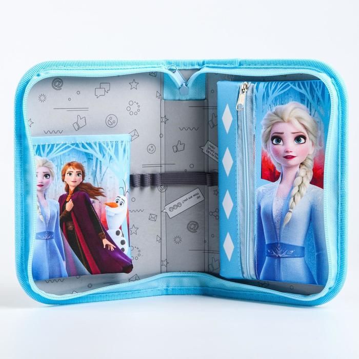 Пенал каркасный, 1 секция, 140х210х40 мм, откидной карман, тканевый, Холодное сердце Пенал каркасный, 1 секция, 140х210х40 мм, откидной карман, тканевый, Холодное сердце