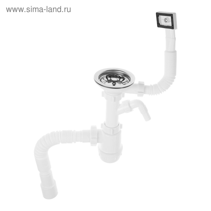 Сифон для мойки Сифон для мойки "АНИ Пласт" Грот A1045SА15, 3 1/2", прямоуг перелив, отвод, гофра 40x40/50мм