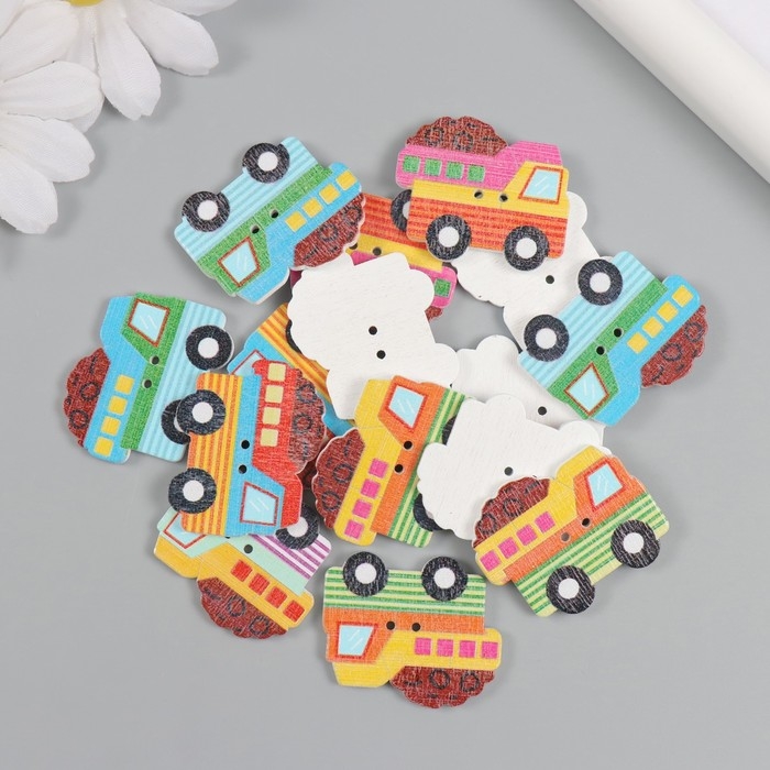 Пуговицы дерево для творчества 2 прокола Пуговицы дерево для творчества 2 прокола "Самосвал" набор 15 шт 3,2х2,7 см