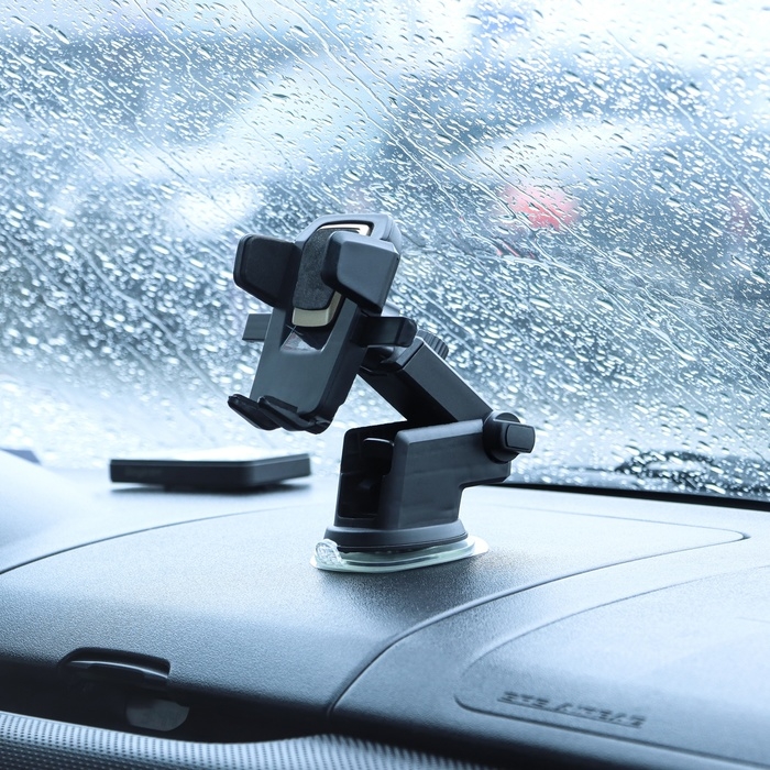 Держатель телефона на присоске, раздвижной 6.5-10 см, черный Держатель телефона на присоске, раздвижной 6.5-10 см, черный