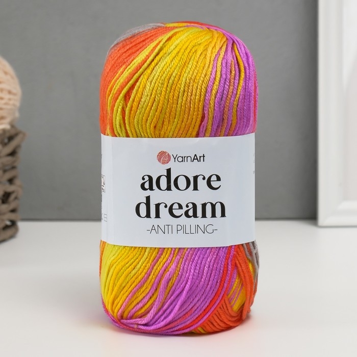 Пряжа Пряжа "Adore Dream" 100% акрил антипиллинг 280м/100г (1060 алый-жетлый)