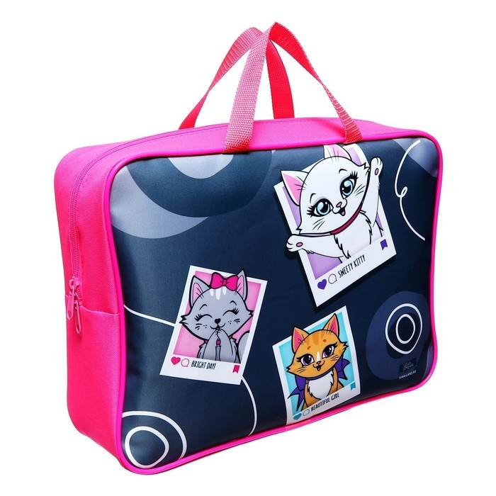 Папка с ручками текстильная А4, 350 х 270 х 100 мм, Calligrata TOP Папка с ручками текстильная А4, 350 х 270 х 100 мм, Calligrata TOP "Котики"