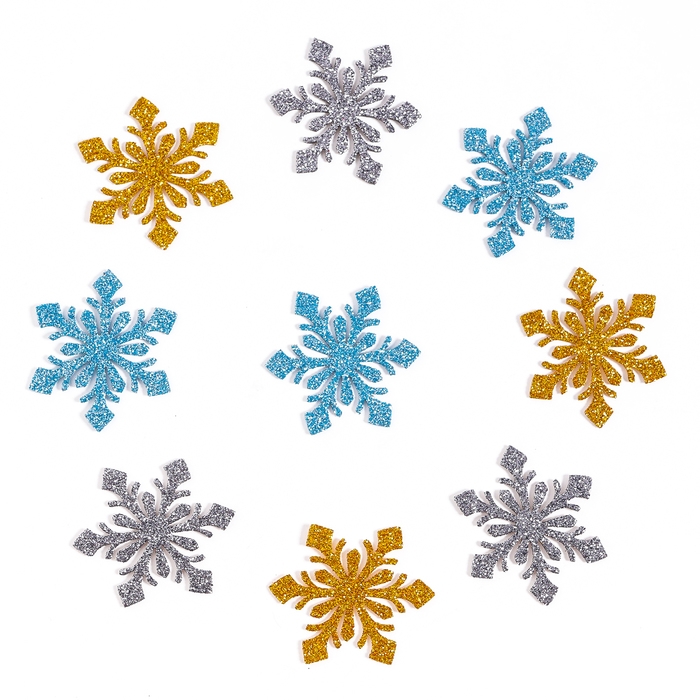 Новый год! Декор «Снежинки», набор 9 шт., цвет МИКС Новый год! Декор «Снежинки», набор 9 шт., цвет МИКС