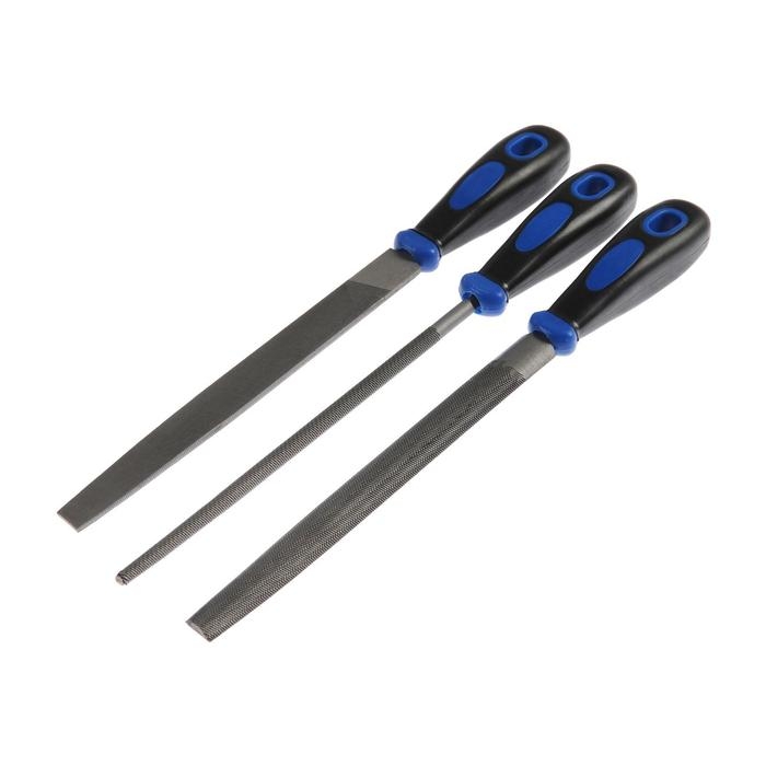 Набор напильников ТУНДРА, сталь У10, насечка №2, пластиковые рукоятки, 200 мм, 3 шт. Набор напильников ТУНДРА, сталь У10, насечка №2, пластиковые рукоятки, 200 мм, 3 шт.