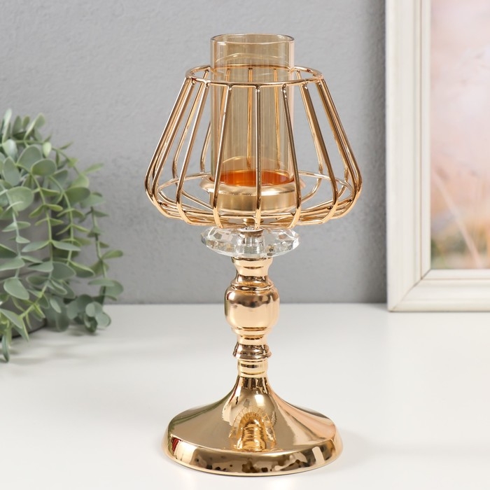 Подсвечник металл  Подсвечник металл "Флавия" золото d=4,5см 13х13х26 см