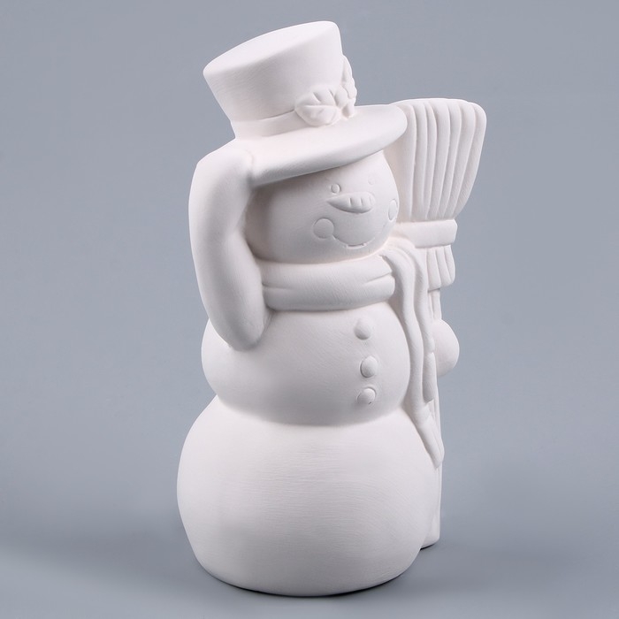 Новый год! Фигурка под роспись «Снеговик с метлой», с кистью Новый год! Фигурка под роспись «Снеговик с метлой», с кистью