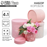 Набор шляпных коробок 4 в 1, упаковка подарочная, «Ромашки», 12 х 12 - 20 х 20 см