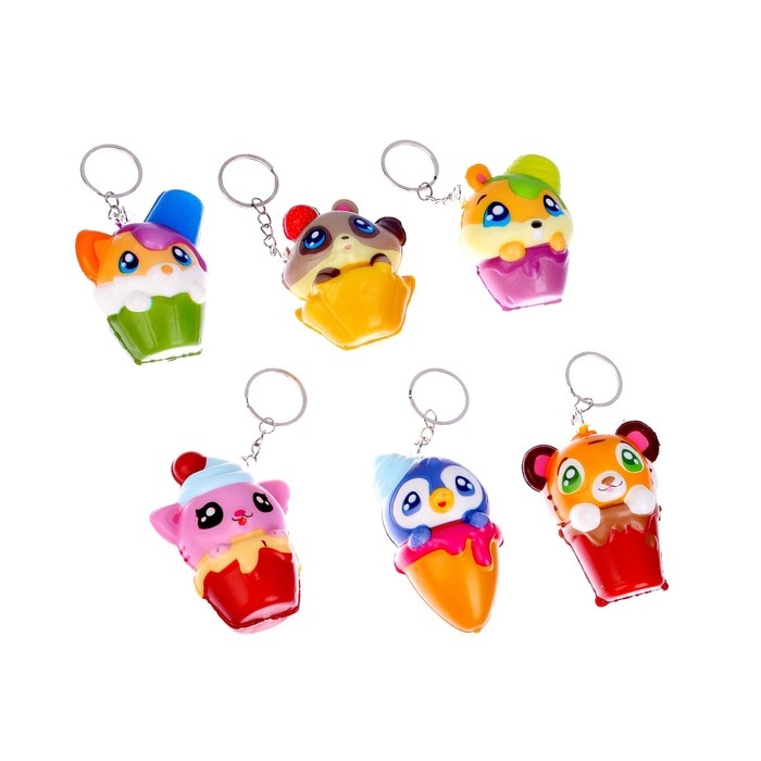 Мялка-сквиши «Зверёк» на брелоке, виды МИКС Мялка-сквиши «Зверёк» на брелоке, виды МИКС