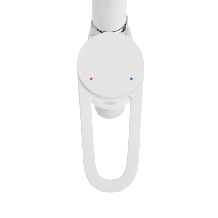 Смеситель для кухни Смеситель для кухни "АМУР" BY 3010-01 W L5014, однорычажный, гайка, картридж 40 мм, белый