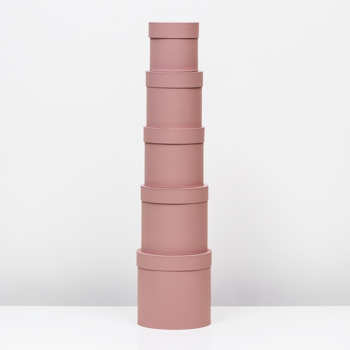 Набор круглых коробок 5 в 1 Набор круглых коробок 5 в 1 "Пыльная роза" 20 х 20 - 13 х 13 см,