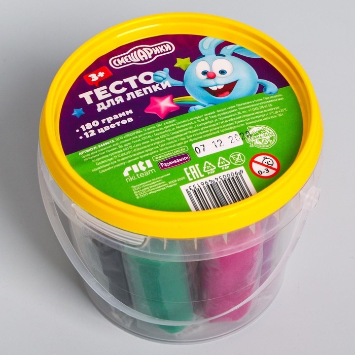 Тесто для лепки, 12 цветов по 15 гр, Смешарики Тесто для лепки, 12 цветов по 15 гр, Смешарики