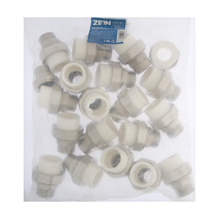 Муфта комбинированная ZEIN, полипропиленовая, американка, наружная резьба, d=25 мм х 3/4 Муфта комбинированная ZEIN, полипропиленовая, американка, наружная резьба, d=25 мм х 3/4"