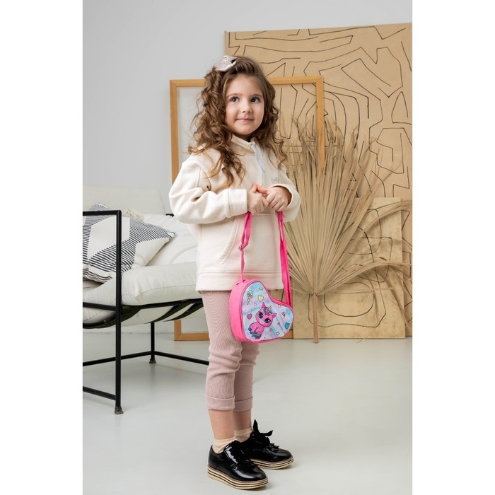 Сумка детская для девочки в форме сердца «Единорог», розовый, 19х17х5 см