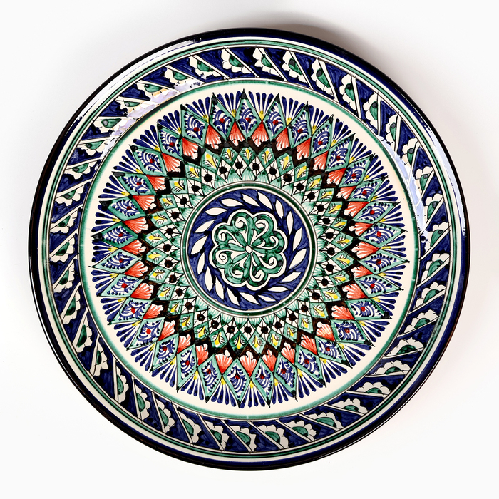 Ляган Риштанская Керамика  Ляган Риштанская Керамика "Узоры", 36 см, синий