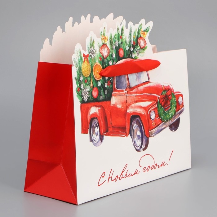 Пакет подарочный новогодний «Спешу к тебе», 30 х 25 х 10 см, Новый год Пакет подарочный новогодний «Спешу к тебе», 30 х 25 х 10 см, Новый год