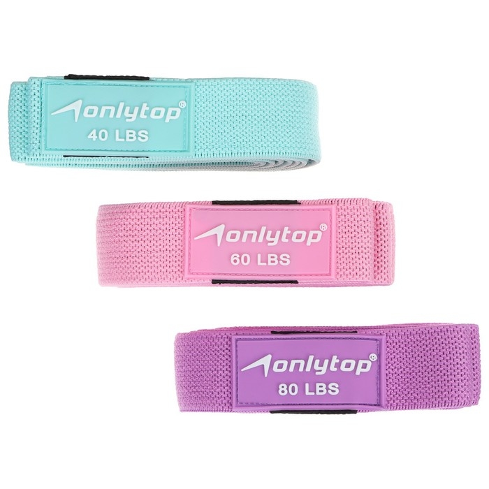 Набор из 3 петель для фитнеса ONLYTOP: нагрузка 18, 27, 36 кг, 204х4 см Набор из 3 петель для фитнеса ONLYTOP: нагрузка 18, 27, 36 кг, 204х4 см