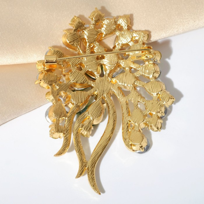 Брошь «Императрица» роскошь, цвет бело-зелёный в золоте Брошь «Императрица» роскошь, цвет бело-зелёный в золоте