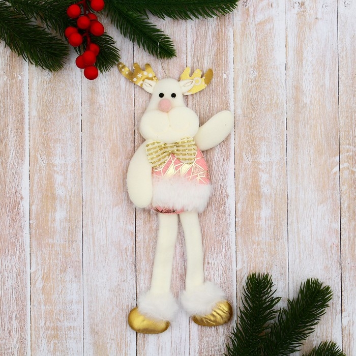 Мягкая подвеска Мягкая подвеска "Олень в блестящем костюмчике, длинные ножки" 8х23 см, розовый