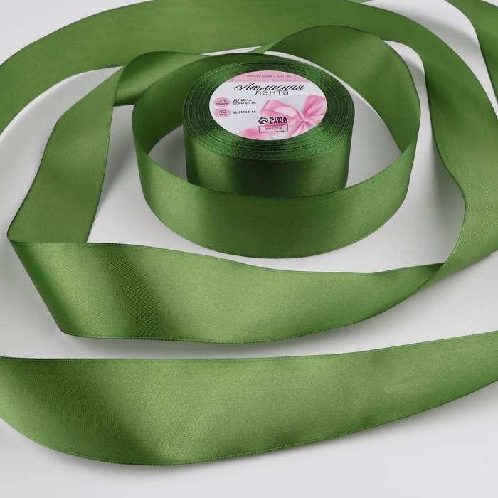Лента атласная, 40 мм × 23 ± 1 м, цвет травяной №113 Лента атласная, 40 мм × 23 ± 1 м, цвет травяной №113