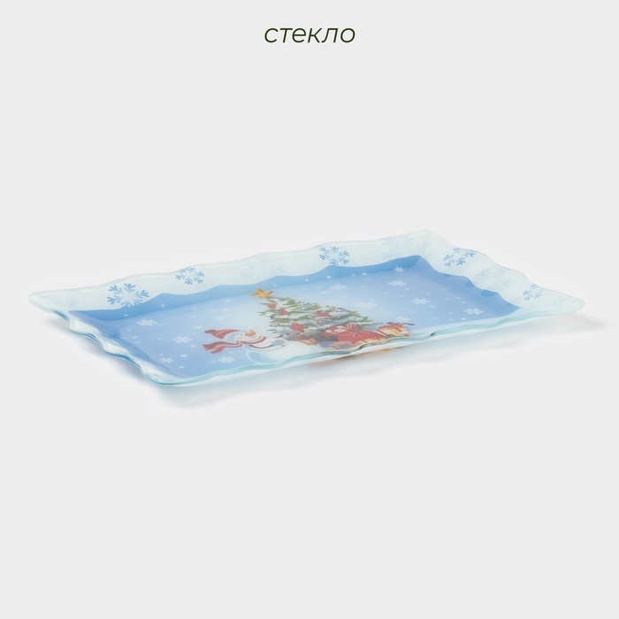 Блюдо стеклянное прямоугольное Доляна «Зимняя сказка», 29,5×19,5 см Блюдо стеклянное прямоугольное Доляна «Зимняя сказка», 29,5×19,5 см