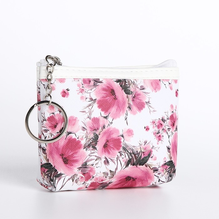 Кошелёк женский на молнии, цвет белый/розовый Кошелёк женский на молнии, цвет белый/розовый