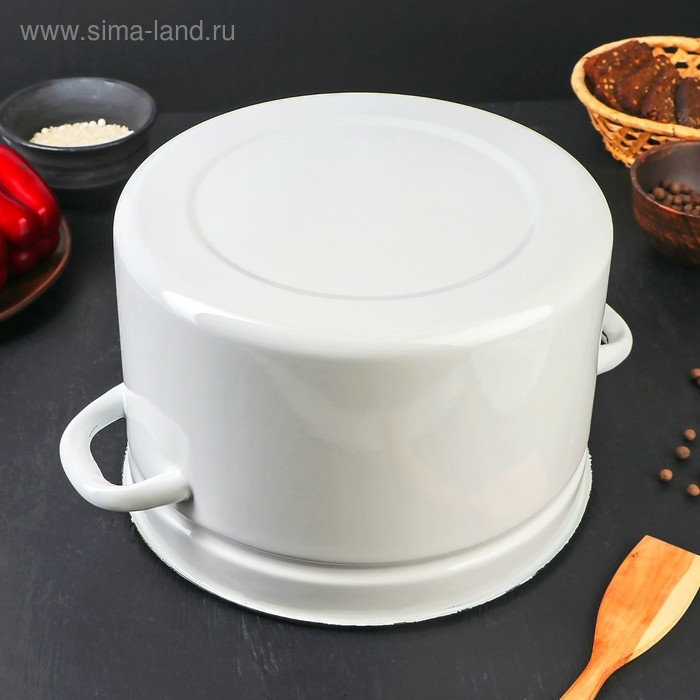 Кастрюля эмалированная цилиндрическая, 8 л, без деколи, цвет белый Кастрюля эмалированная цилиндрическая, 8 л, без деколи, цвет белый