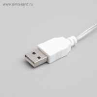Гирлянда «Нить» 3 м с насадками «Снежинки малые», IP20, прозрачная нить, 20 LED, свечение мульти (RG/RB), мигание, USB