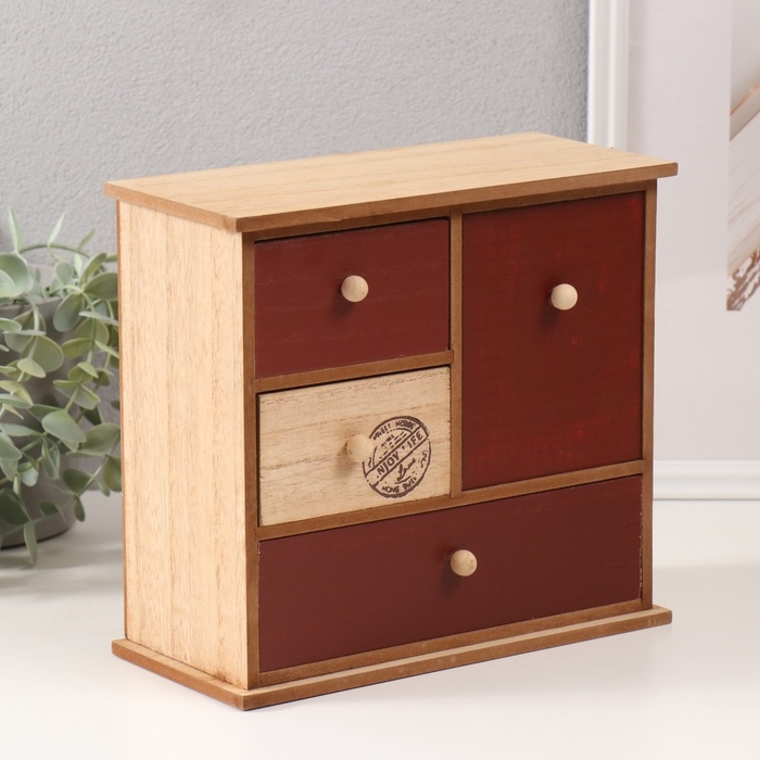 Шкатулка дерево 4 ящика  23,4х10х21 см Шкатулка дерево 4 ящика  23,4х10х21 см