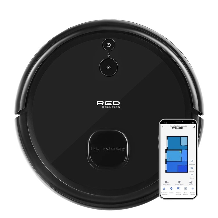 Робот-пылесос RED Solution RV-RL6000S, 35 Вт, сухая/влажная уборка, 0.3/0.3 л, чёрный Робот-пылесос RED Solution RV-RL6000S, 35 Вт, сухая/влажная уборка, 0.3/0.3 л, чёрный