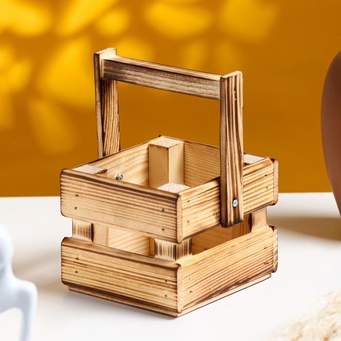 Кашпо деревянное 15×12,5×9,5 см  Кашпо деревянное 15×12,5×9,5 см "Однушка Лайт", двухреечное, обжиг Дарим Красиво