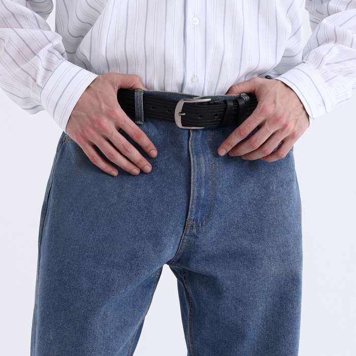 Ремень мужской «Великан», ширина 4 см, винт, пряжка металл, цвет чёрный Ремень мужской «Великан», ширина 4 см, винт, пряжка металл, цвет чёрный